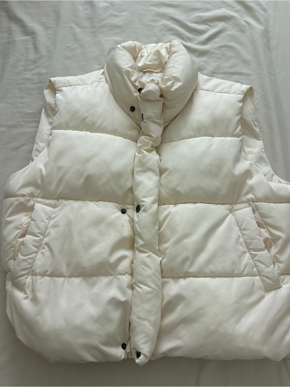 BDG Cream Quilted Puffer Vest